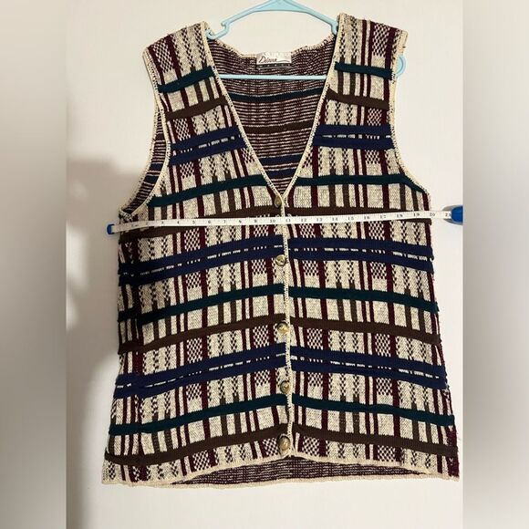 Striped Knit Vest with Button Details - Picture 2 of 5